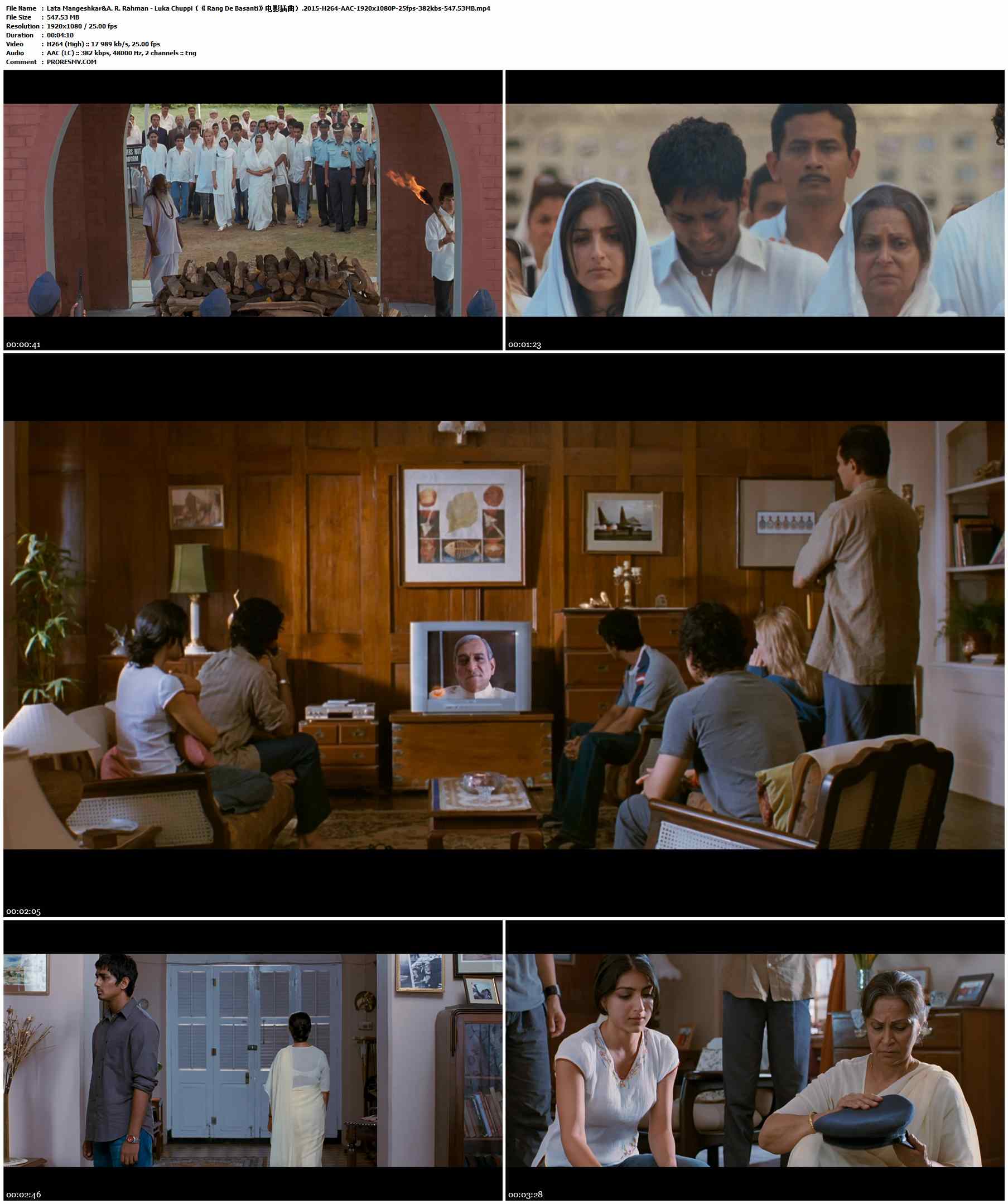 Lata Mangeshkar&A. R. Rahman - Luka Chuppi（《Rang De Basanti》电影插曲）.2015-H264-AAC-1920x1080P-25fps-382kbs-547.53MB官方MV_高清MV
